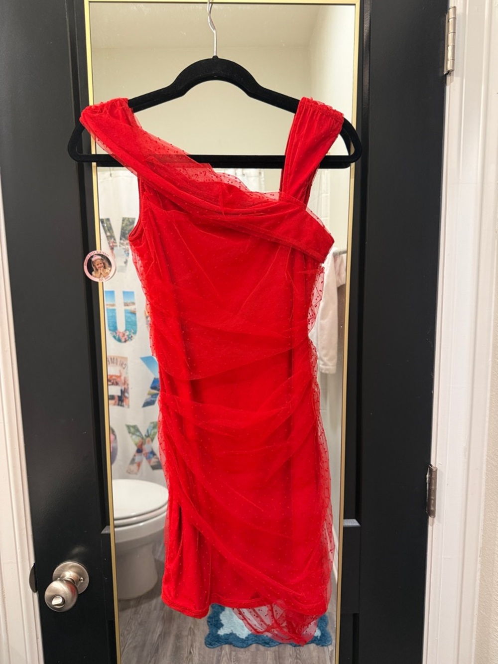 MAJORELLE Red Off-Shoulder Ruched Mini Dress - Picture 2 of 3